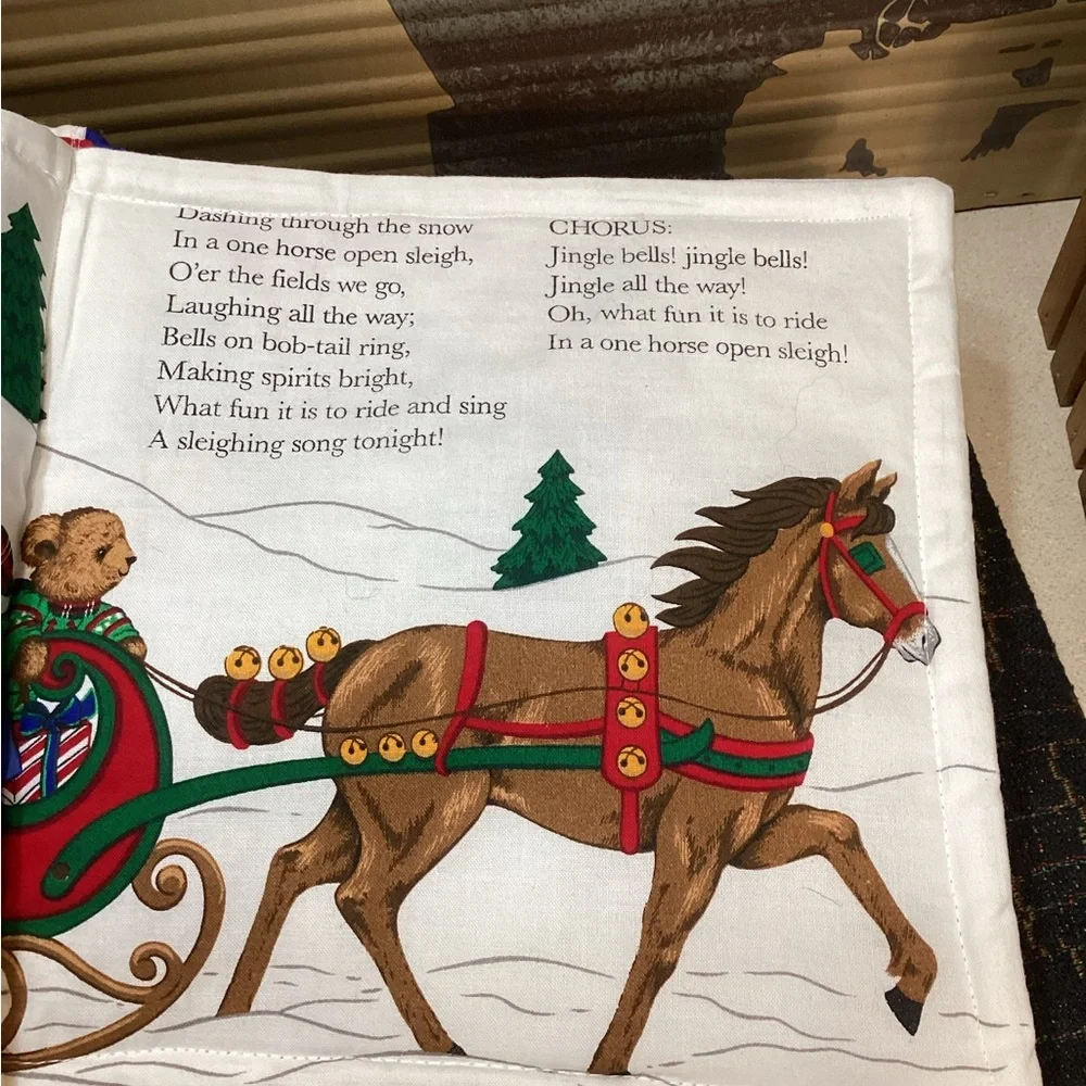 Handmade Cloth Merry Christmas Songbook Great Gift 10 Pages Large Size